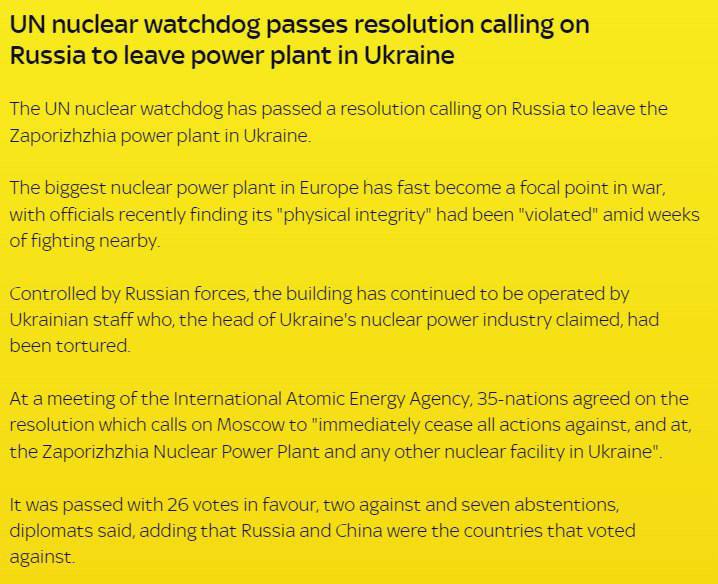 The IAEA Council adopted a resolution demanding that Russia 