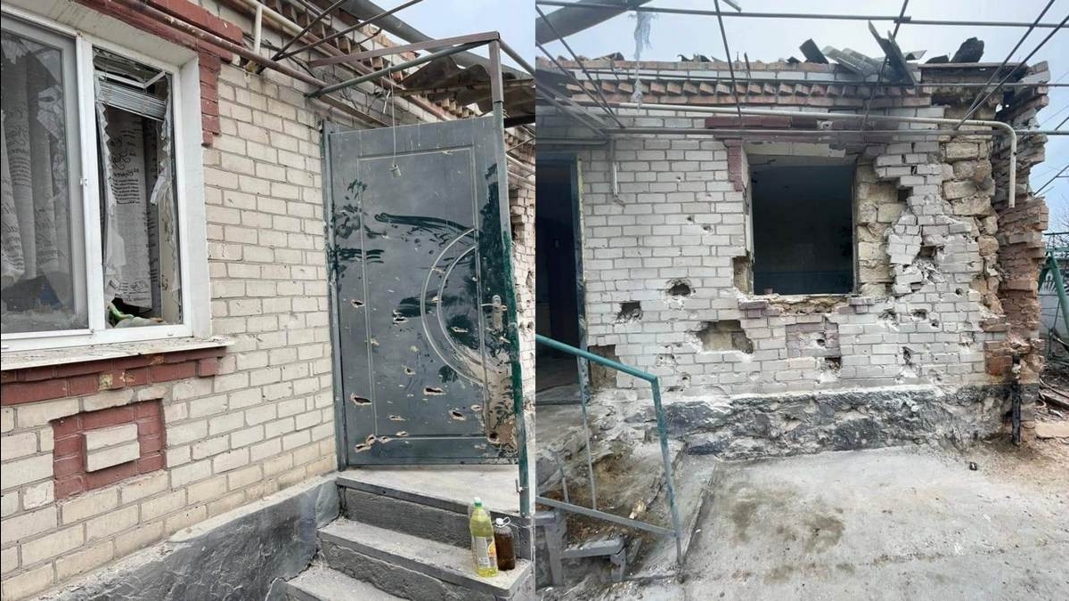 Law enforcement officers record the consequences of shelling in Nikopol and the district