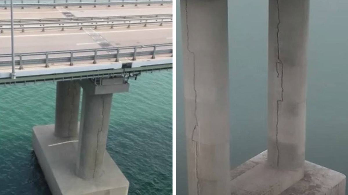 Are the supports on the Crimean Bridge cracking?