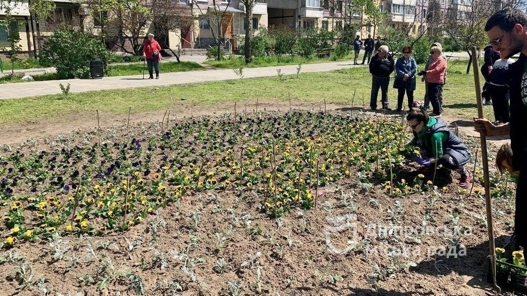 Дніпряни висадили квіти у формі карти України